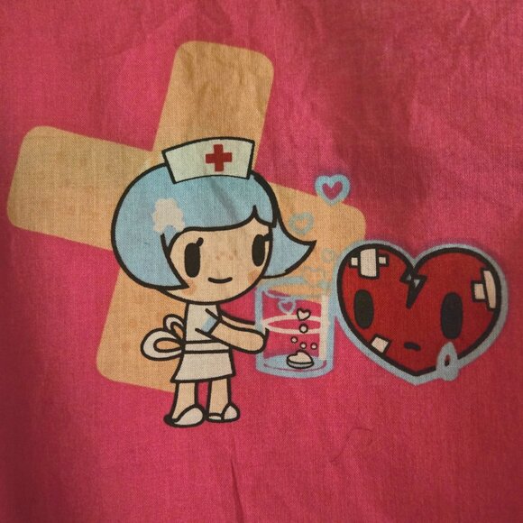 tokidoki by Koi Donutella Pink Heart Scrub Top Small - Picture 4 of 6
